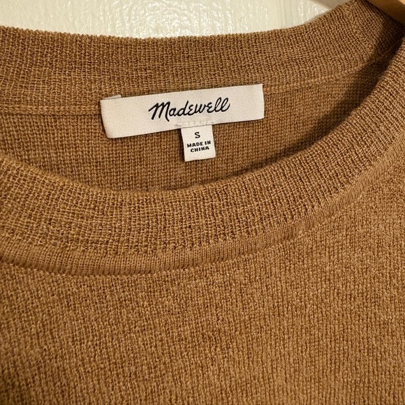 NWOT Madewell Merino Wool Crewneck Pullover Sweater in Camel Stripe Small - Picture 6 of 9